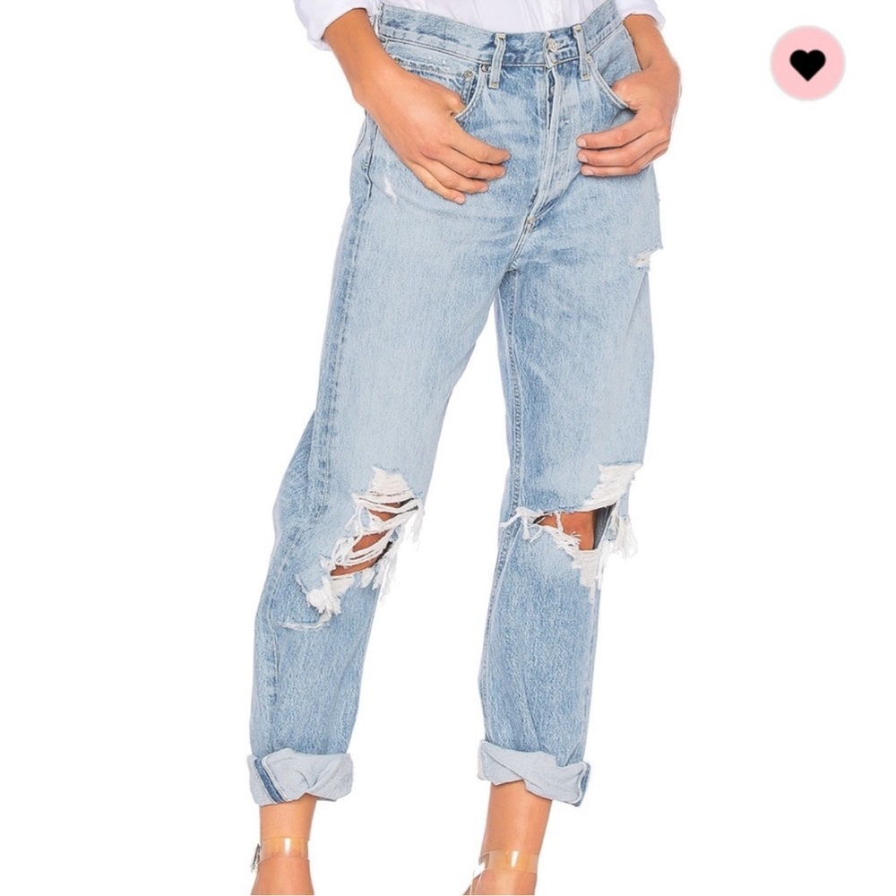 Agolde Light Blue Distressed Women Jeans